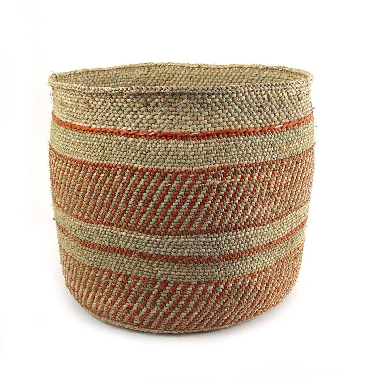 Auburn striped woven Iringa basket made from natural fiber for stylish home decor and storage
