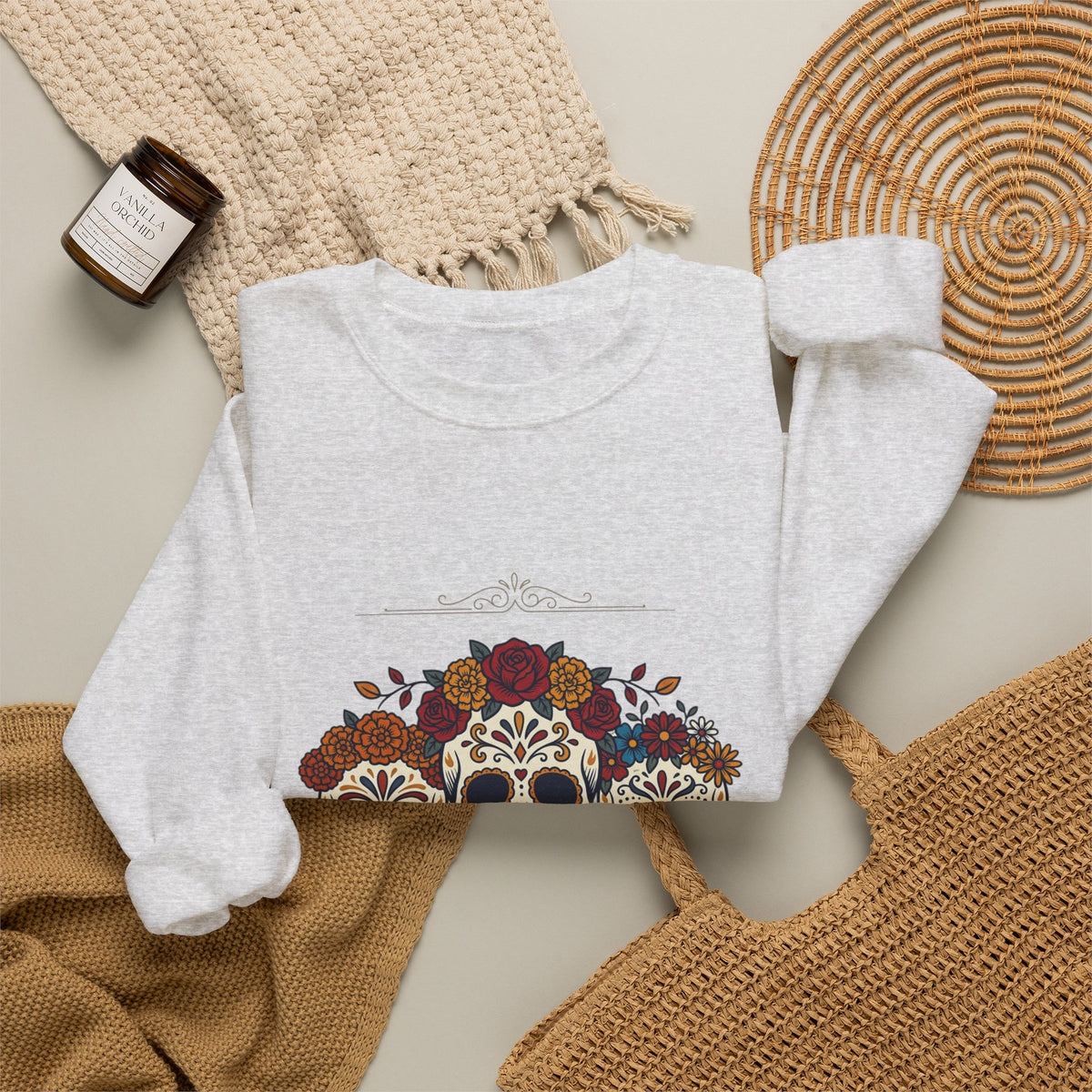 Familia Es Ofrenda Sugar Skulls Sweatshirt | Día de los Muertos crewneck