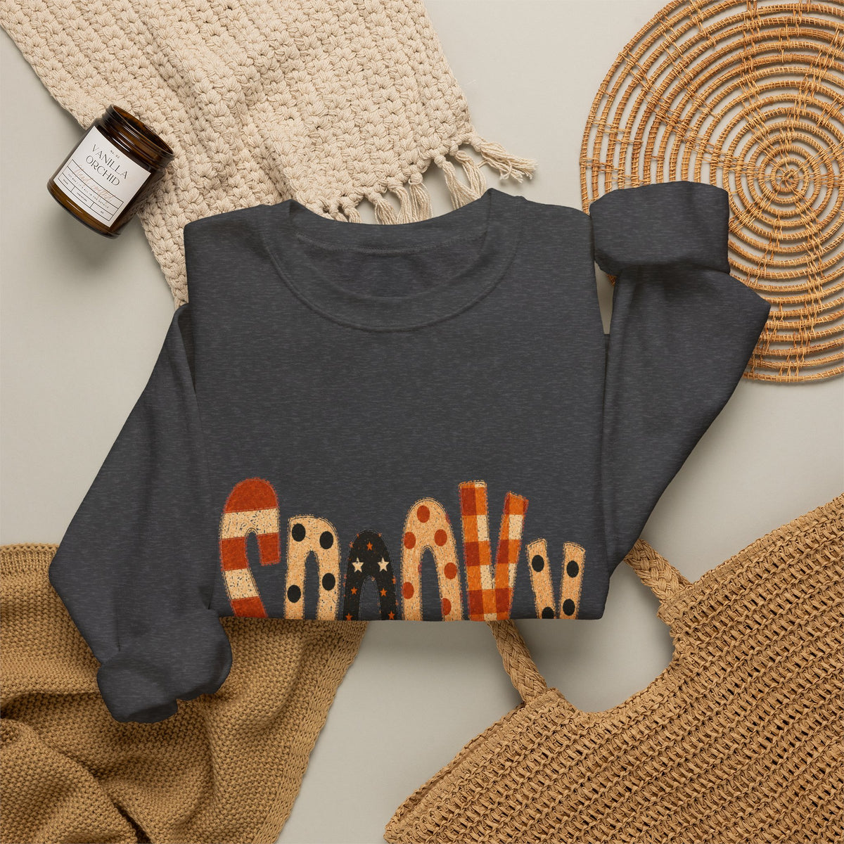 'Spooky' Patterned Letters Crewneck Sweatshirt