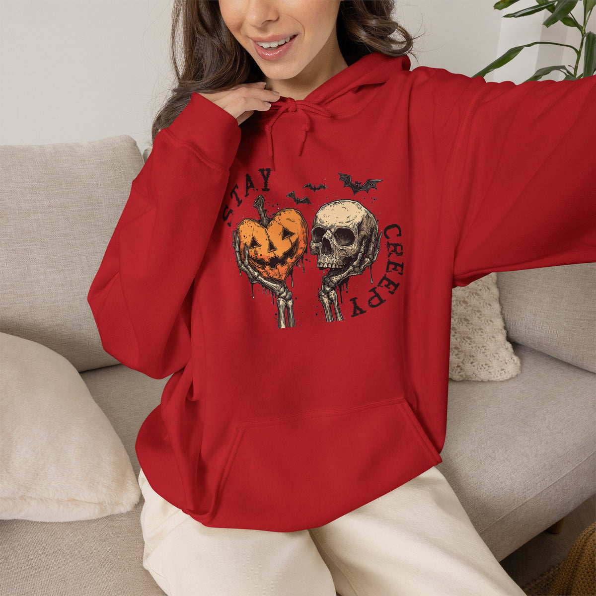 "Stay Creepy" Front + "Spooky Season" Back Halloween Skulls
