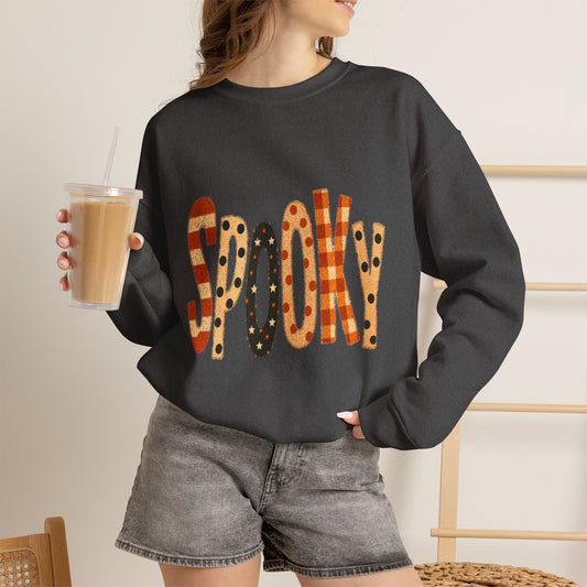 'Spooky' Patterned Letters Crewneck Sweatshirt