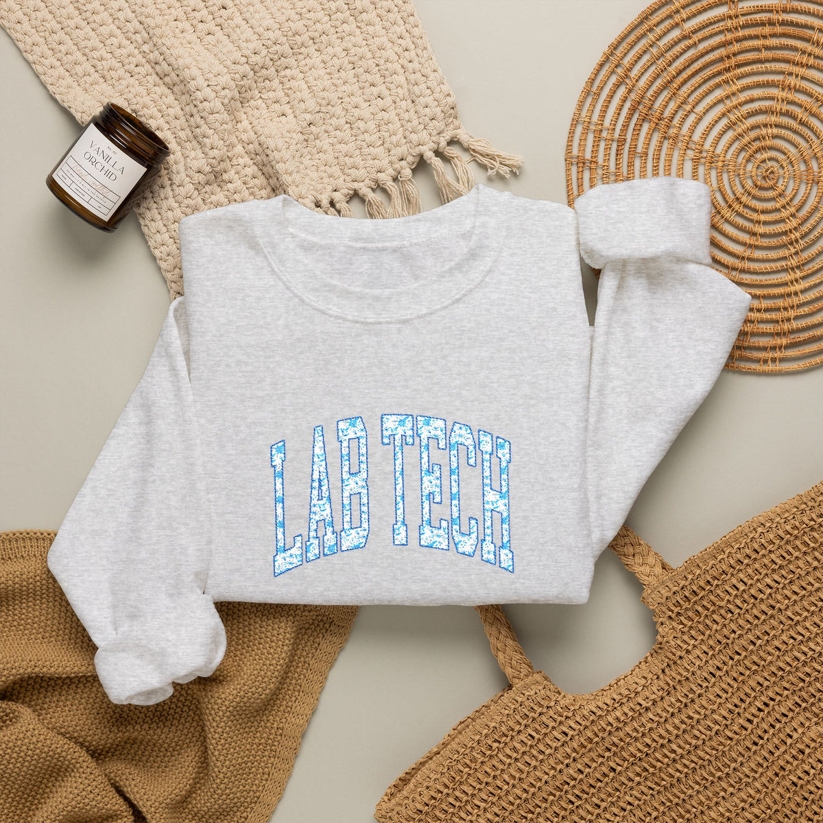 Blue Floral 'Lab Tech' Embroidered Sweatshirt