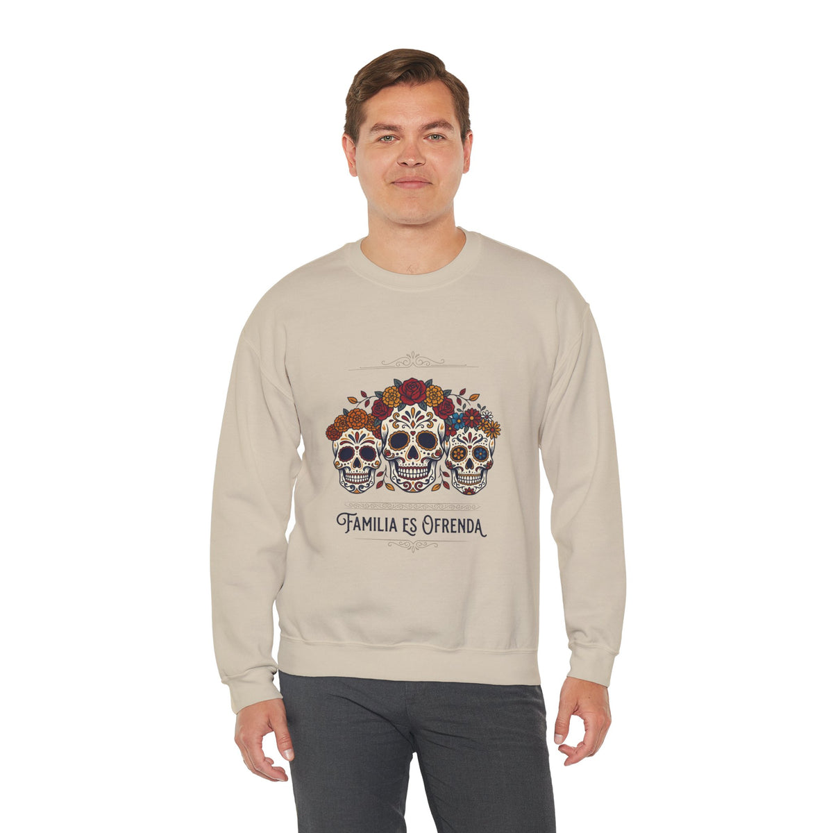 Familia Es Ofrenda Sugar Skulls Sweatshirt | Día de los Muertos crewneck