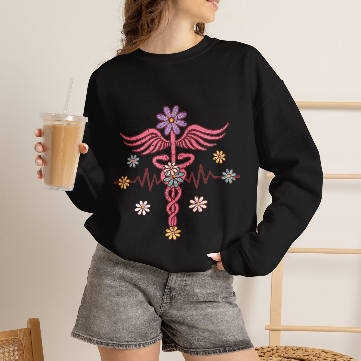 Laboratory Tech Floral Sweatshirt- Front & Back