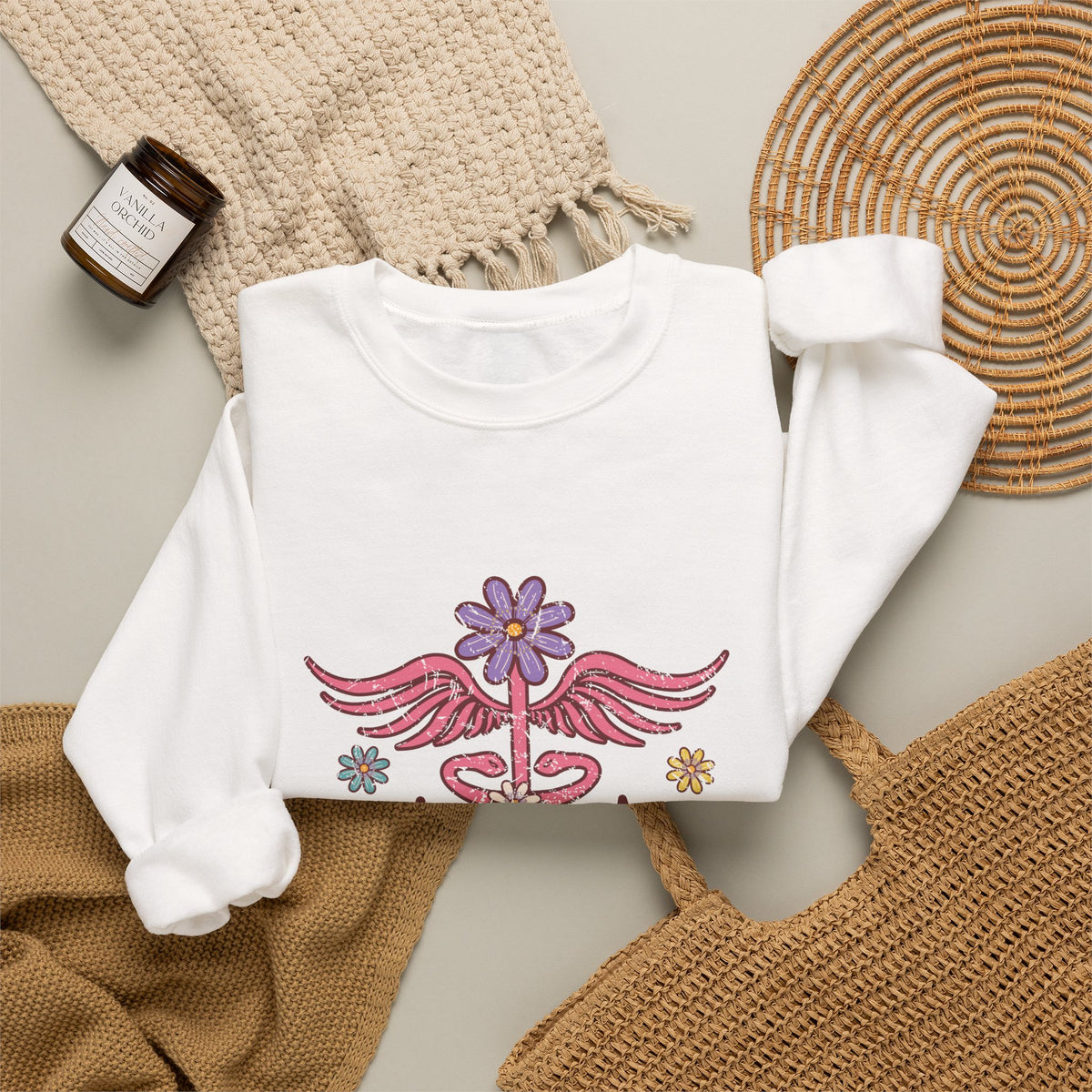 Laboratory Tech Floral Sweatshirt- Front & Back
