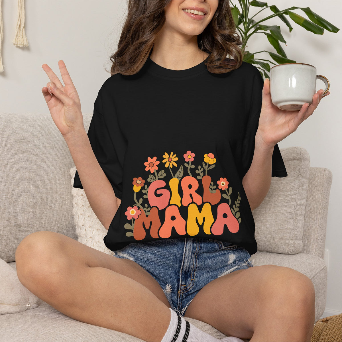 Retro Girl Mama Floral T-Shirt