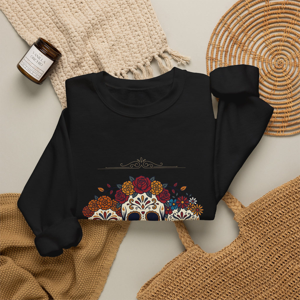Familia Es Ofrenda Sugar Skulls Sweatshirt | Día de los Muertos crewneck