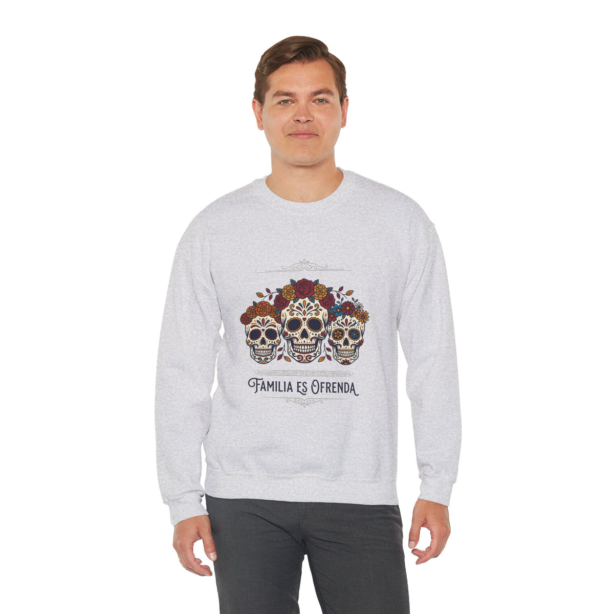 Familia Es Ofrenda Sugar Skulls Sweatshirt | Día de los Muertos crewneck