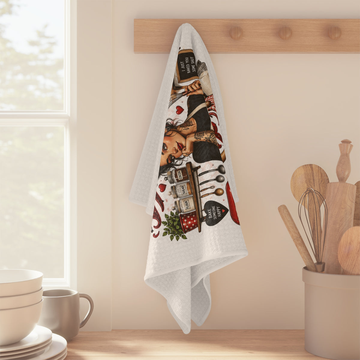 Baking Because Murder Is Wrong | Funny Retro Kitchen Towel