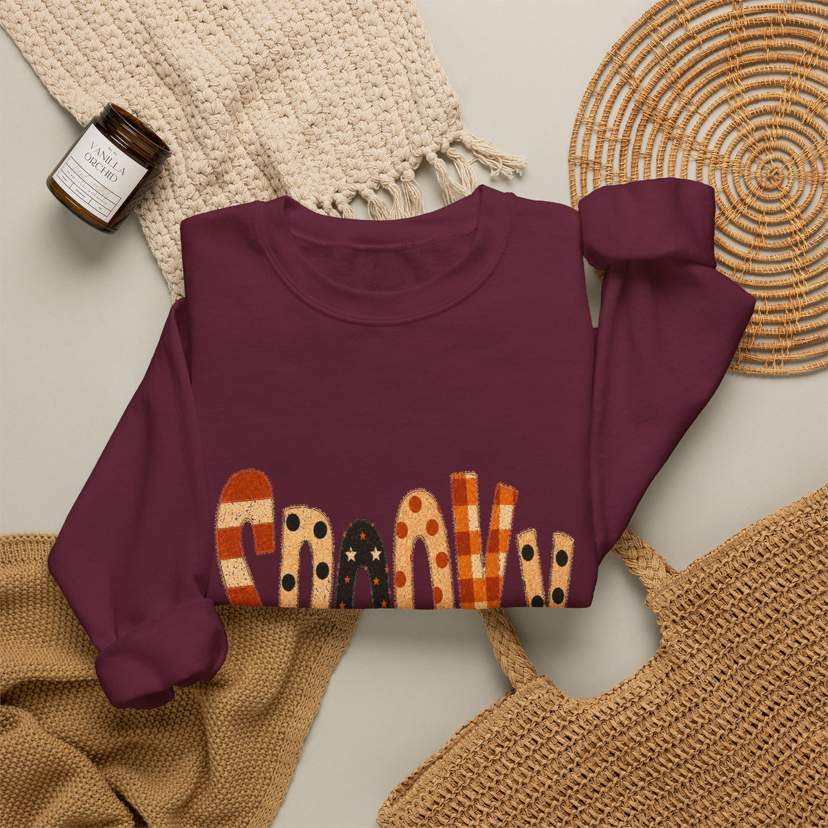 'Spooky' Patterned Letters Crewneck Sweatshirt