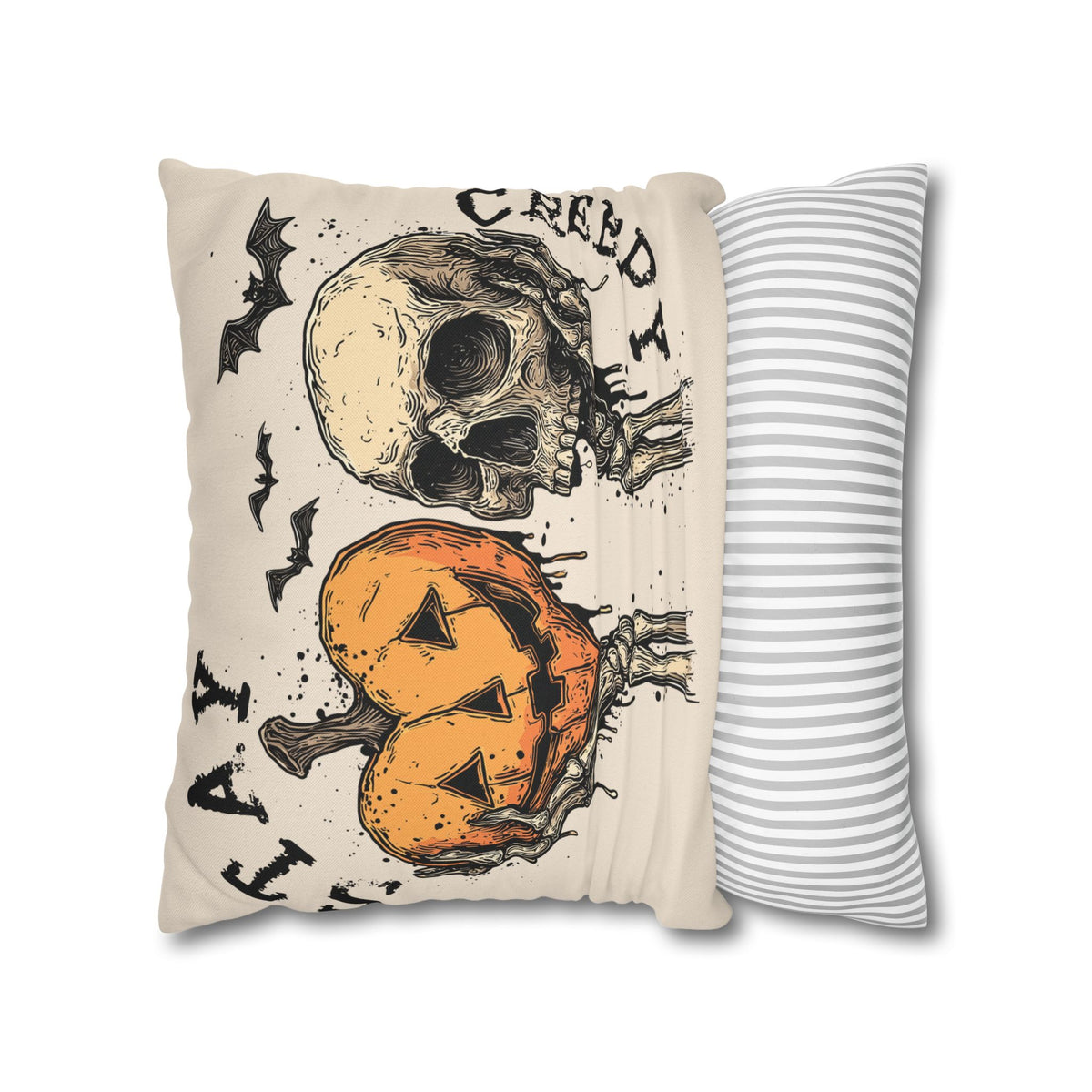 Stay Creepy Skull & Jack-O'-Lantern Decorative Pillowcase