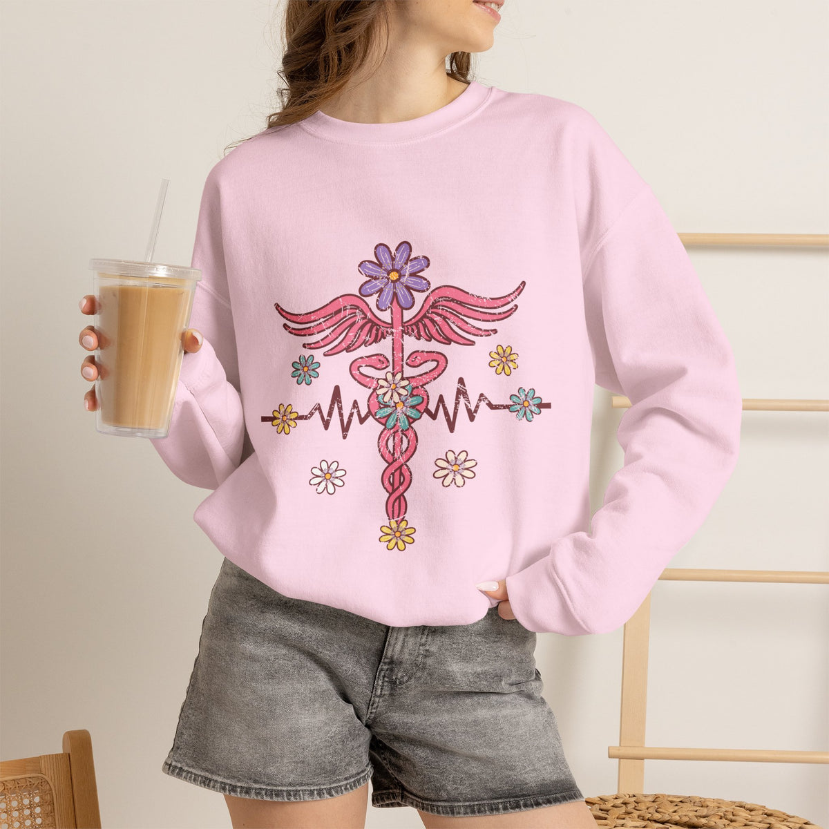 Laboratory Tech Floral Sweatshirt- Front & Back