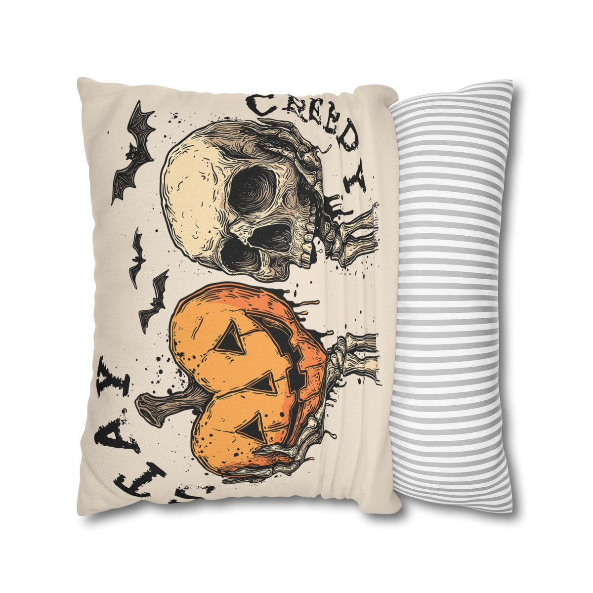 Stay Creepy Skull & Jack-O'-Lantern Decorative Pillowcase