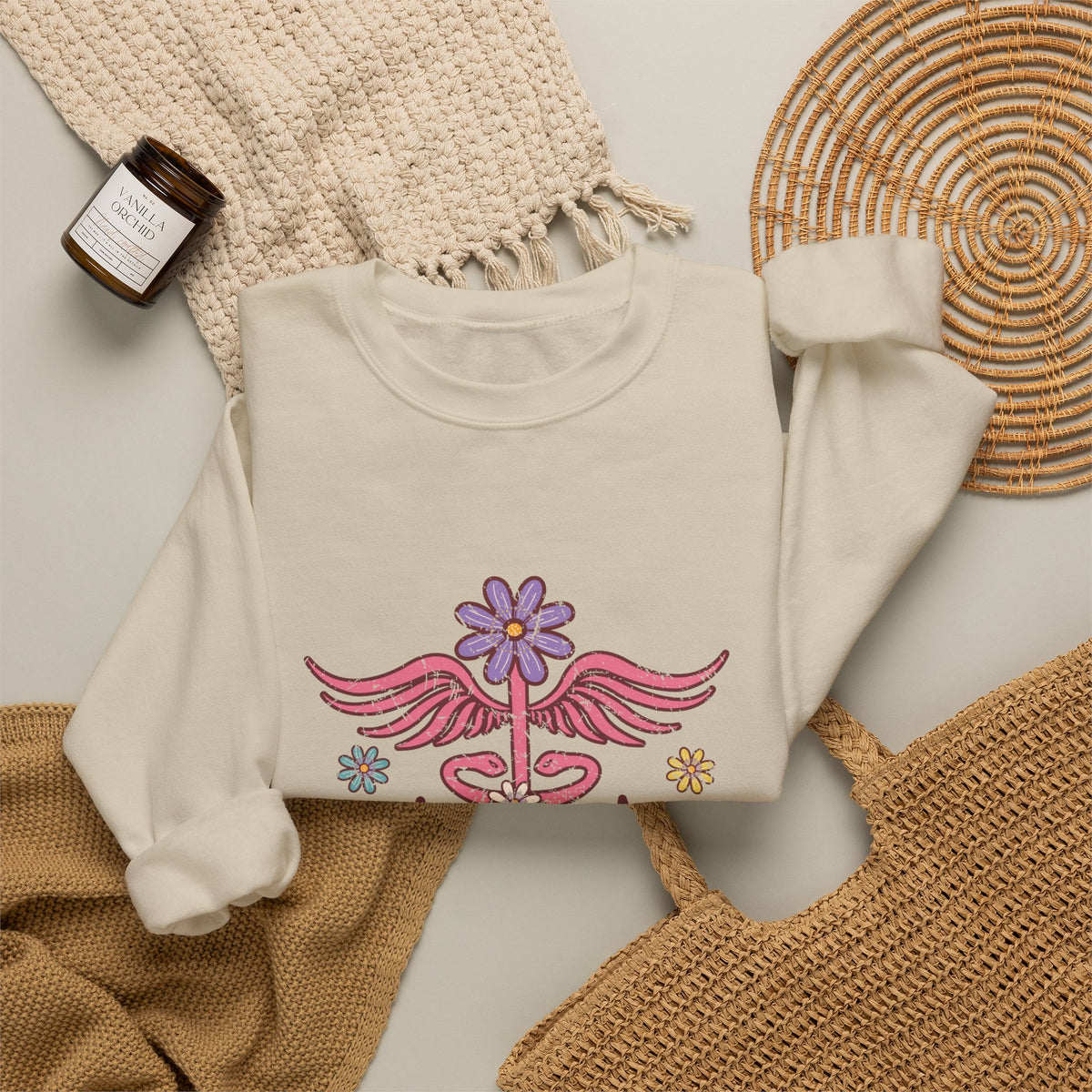 Laboratory Tech Floral Sweatshirt- Front & Back
