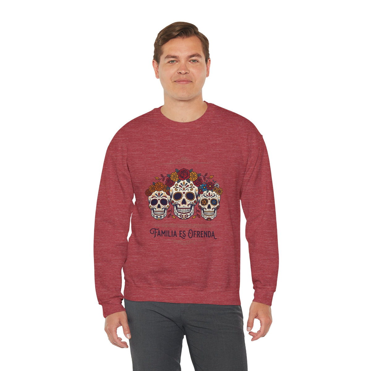 Familia Es Ofrenda Sugar Skulls Sweatshirt | Día de los Muertos crewneck