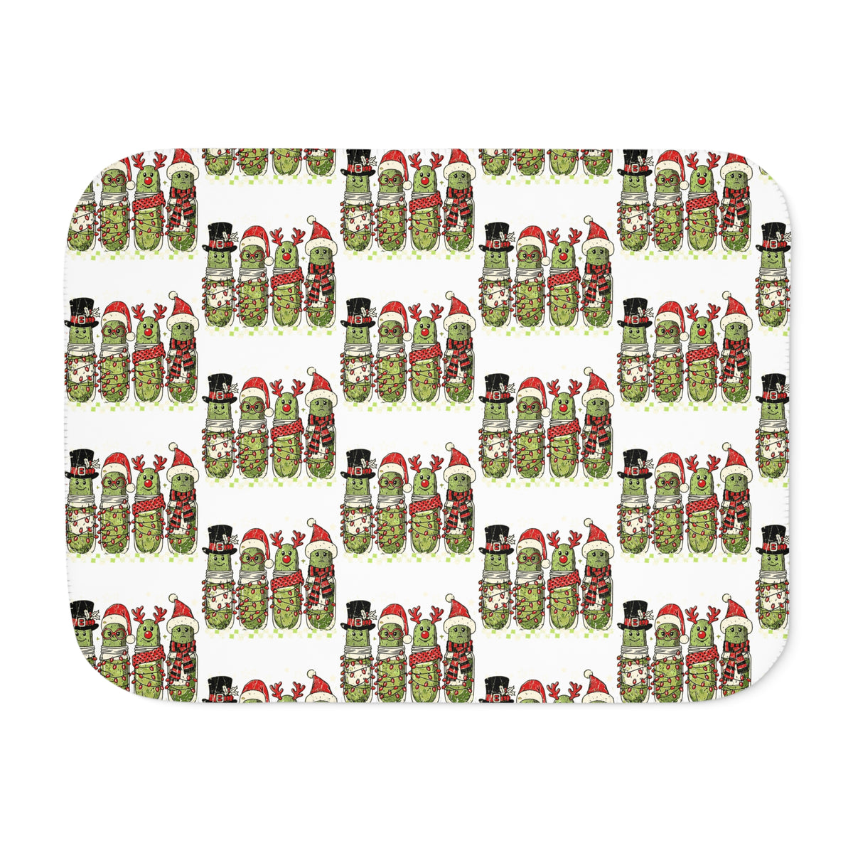 Holiday Pickle Party Sherpa Blanket | Whimsical Christmas Throw