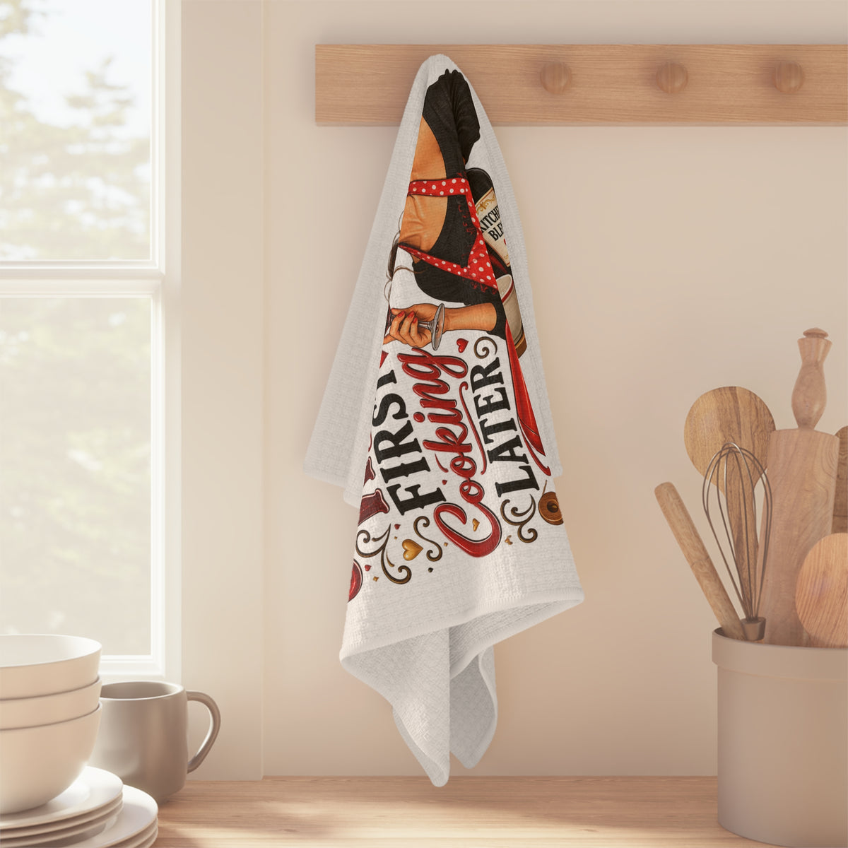 Wine First Cooking Later Microfiber kitchen Towel