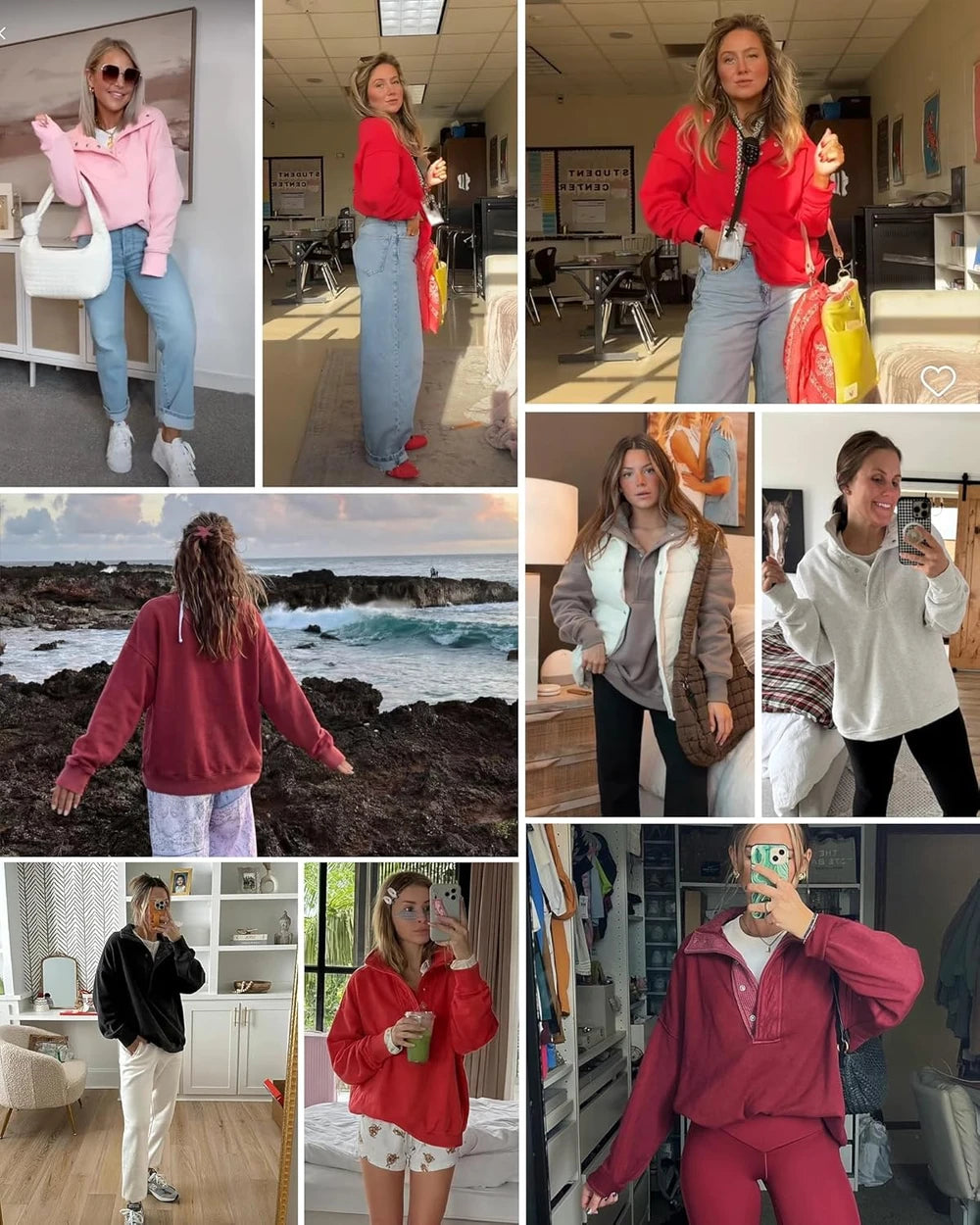 Oversized Henley Sweatshirt