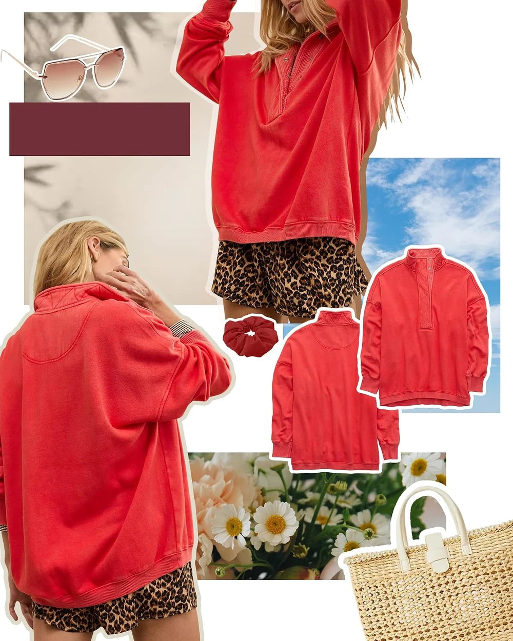 Oversized Henley Sweatshirt
