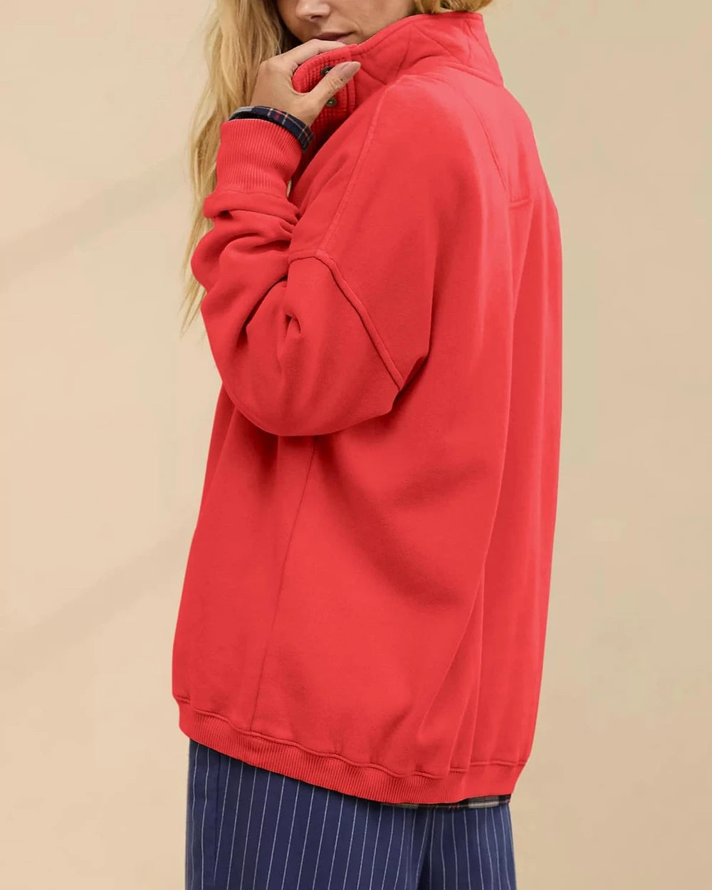 Oversized Henley Sweatshirt