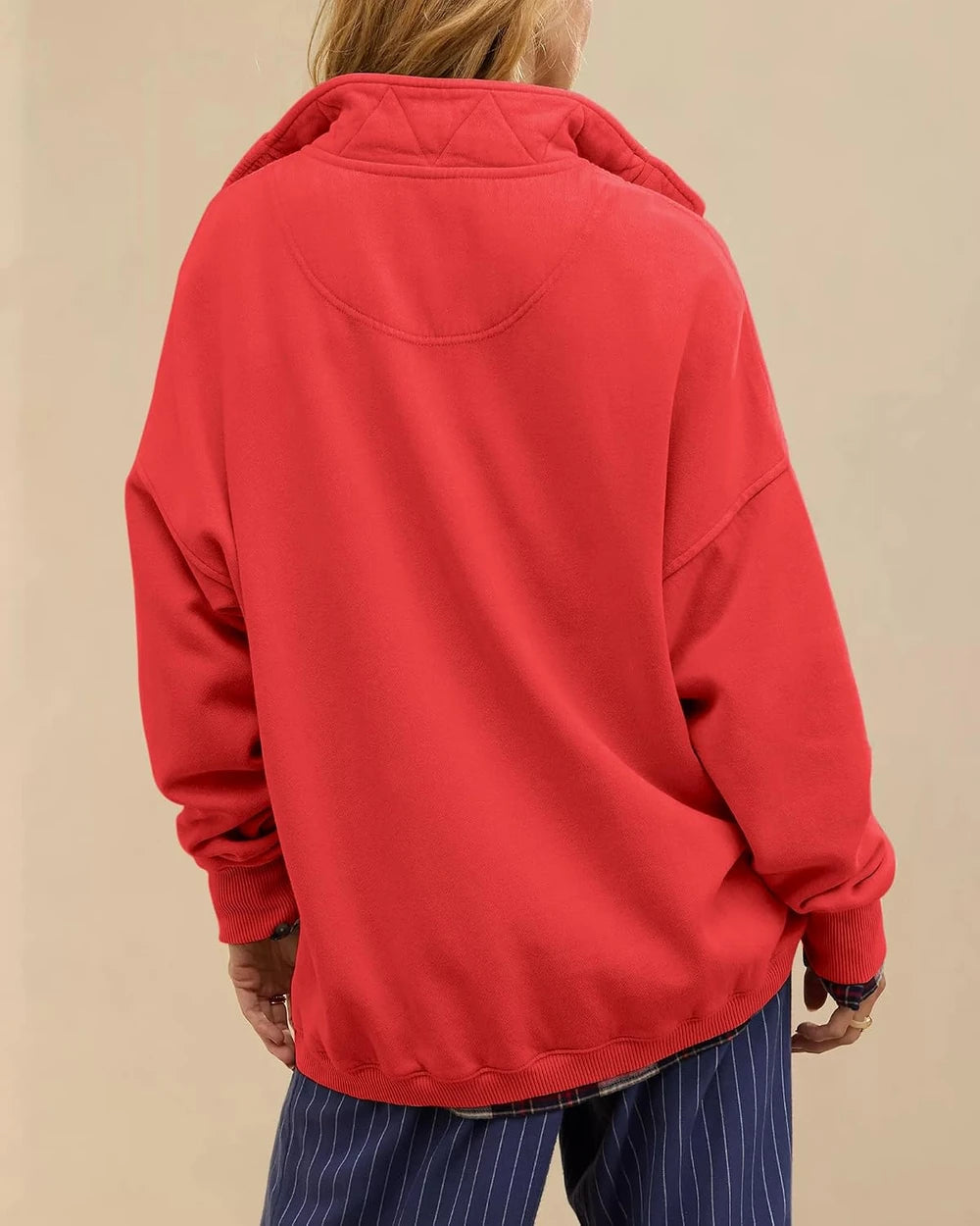 Oversized Henley Sweatshirt
