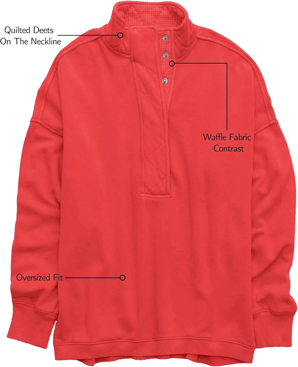 Oversized Henley Sweatshirt