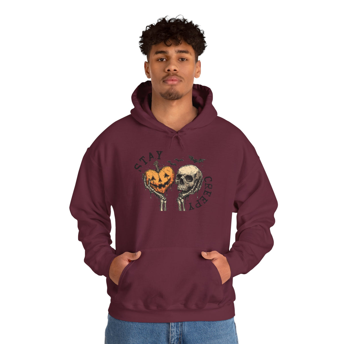 "Stay Creepy" Front + "Spooky Season" Back Halloween Skulls