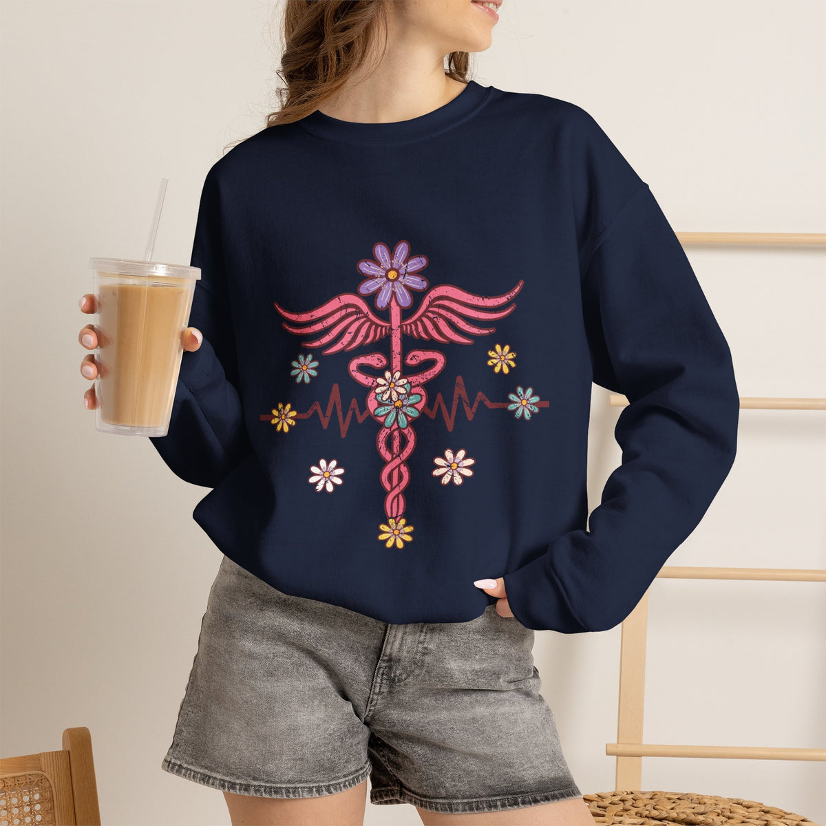 Laboratory Tech Floral Sweatshirt- Front & Back