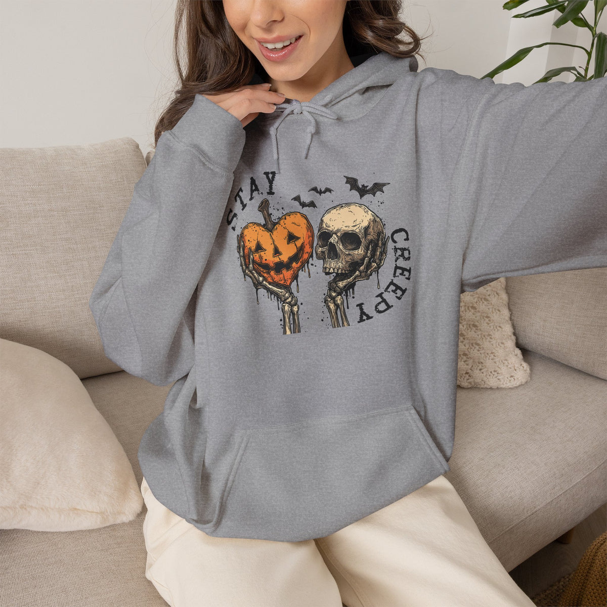"Stay Creepy" Front + "Spooky Season" Back Halloween Skulls