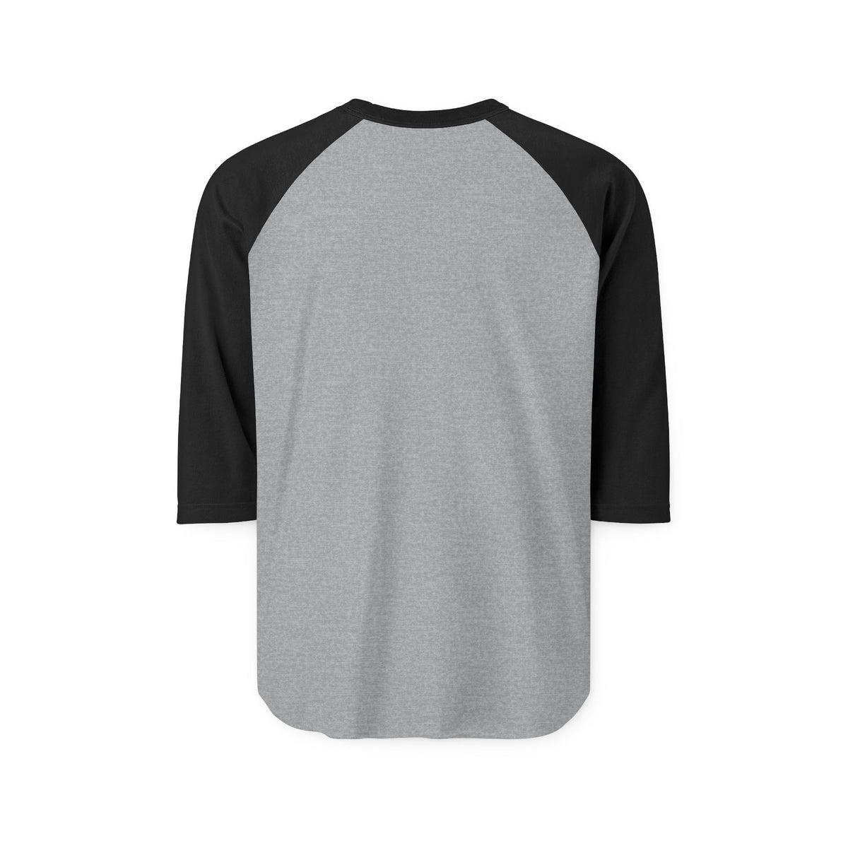 Womens gray and black three quarter sleeve raglan shirt with contrast sleeves from Printify