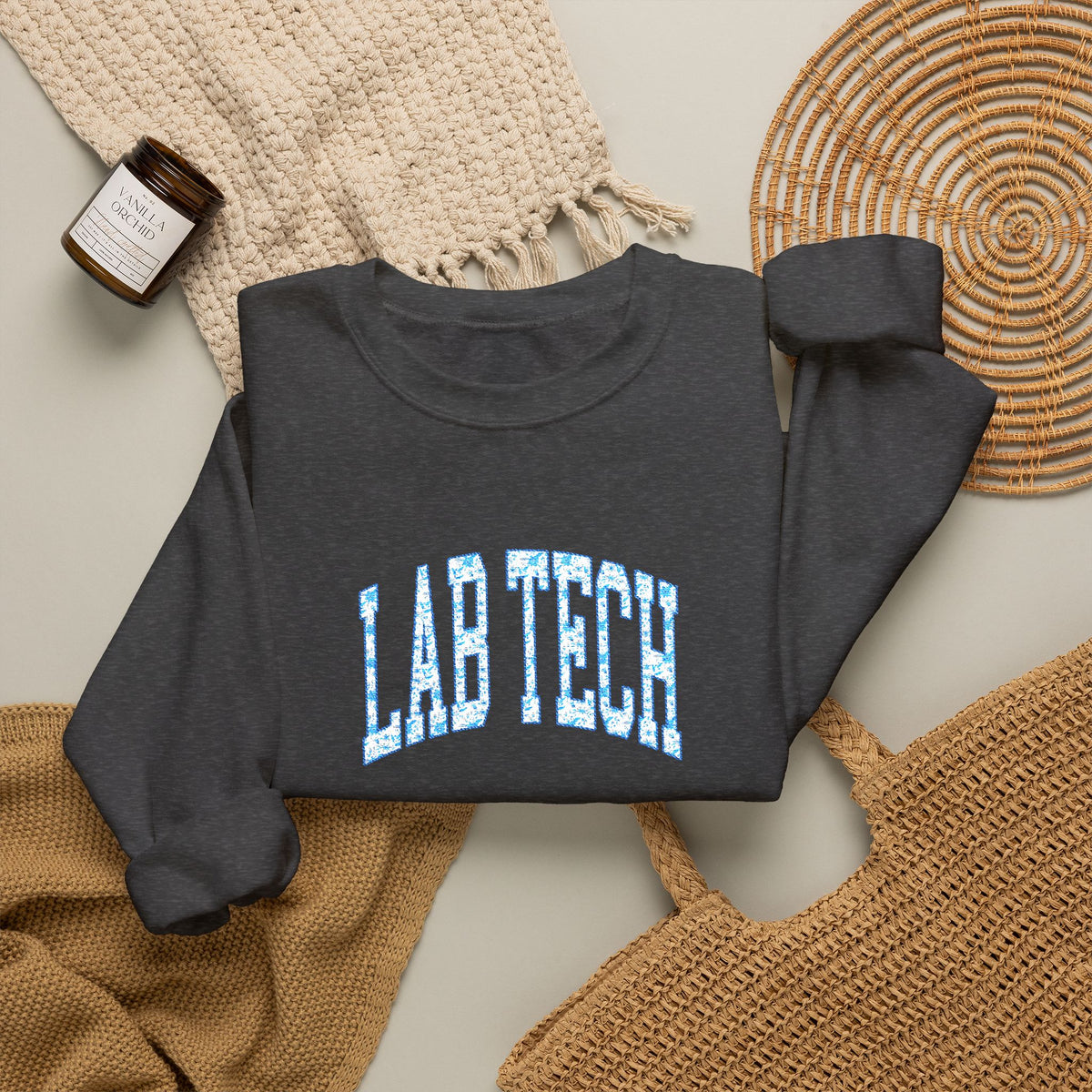 Blue Floral 'Lab Tech' Embroidered Sweatshirt