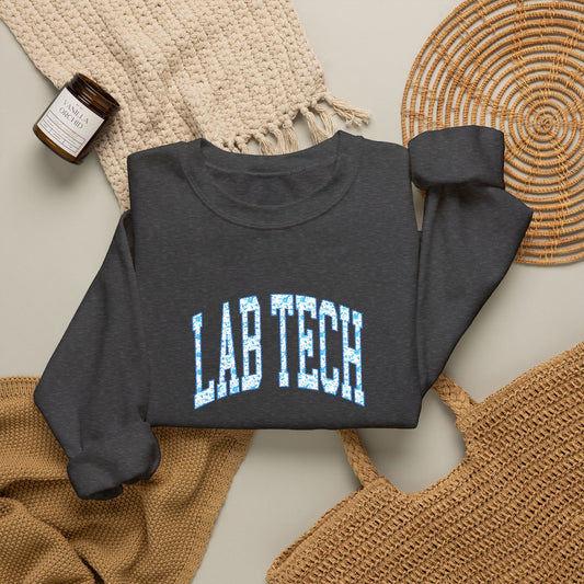 Blue Floral 'Lab Tech' Embroidered Sweatshirt