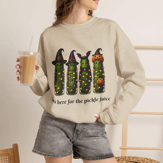 Halloween Pickle Sweatshirt — "Just Here for the Pickle Juice"