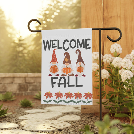Welcome Gnome Fall Garden Flag