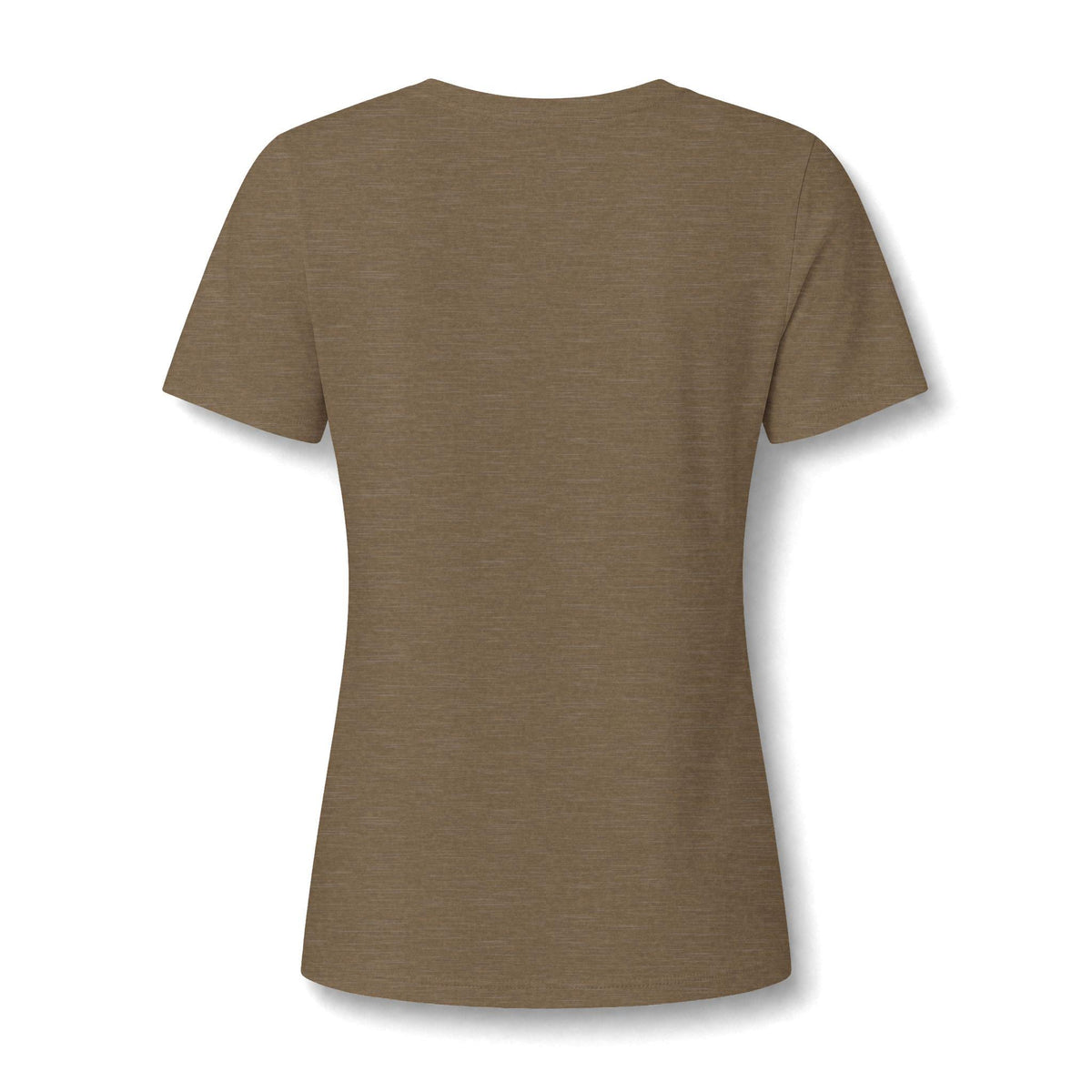 Brown women's short sleeve tee with a soft heathered fabric and relaxed silhouette for comfortable everyday wear