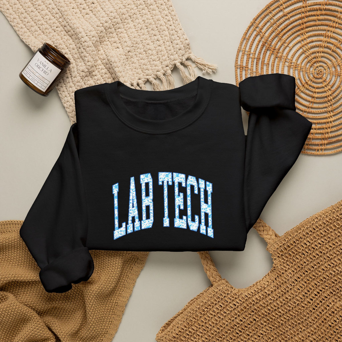 Blue Floral 'Lab Tech' Embroidered Sweatshirt
