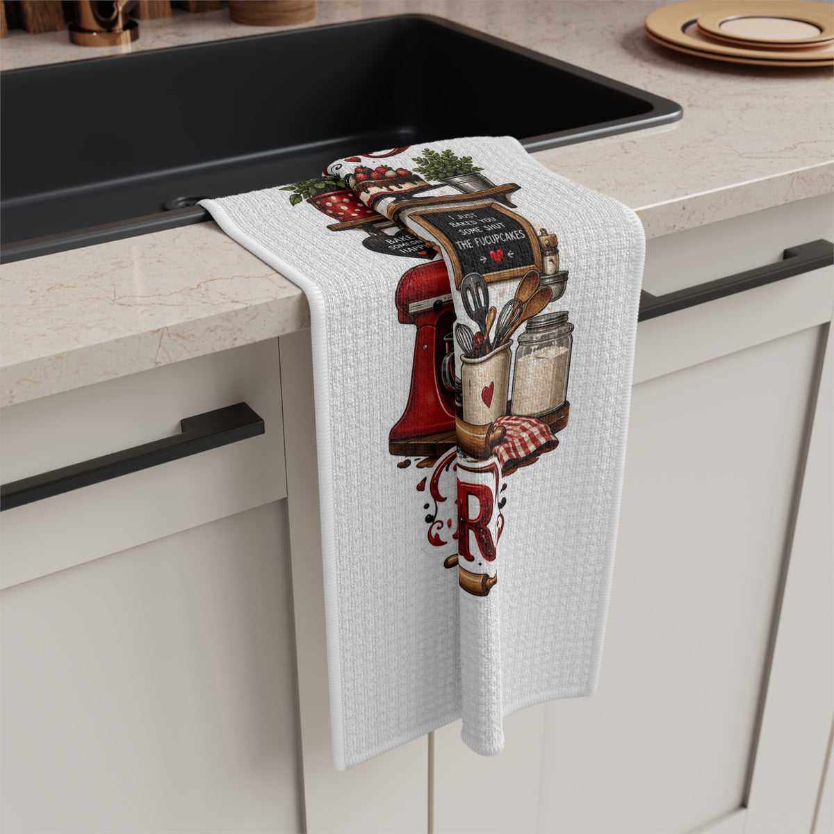 Baking Because Murder Is Wrong | Funny Retro Kitchen Towel