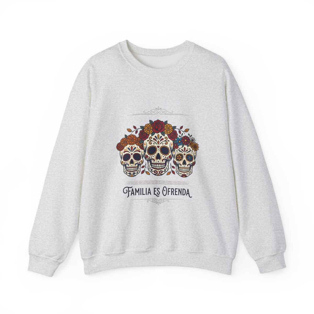 Familia Es Ofrenda Sugar Skulls Sweatshirt | Día de los Muertos crewneck
