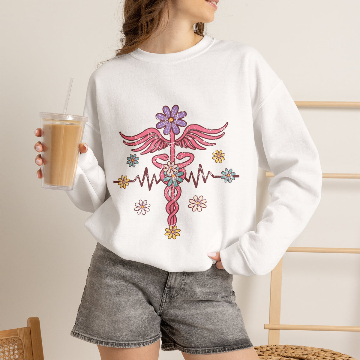 Laboratory Tech Floral Sweatshirt- Front & Back