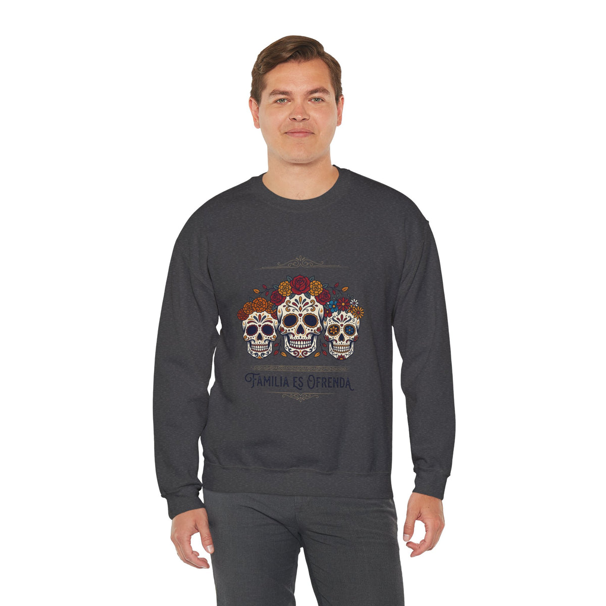 Familia Es Ofrenda Sugar Skulls Sweatshirt | Día de los Muertos crewneck
