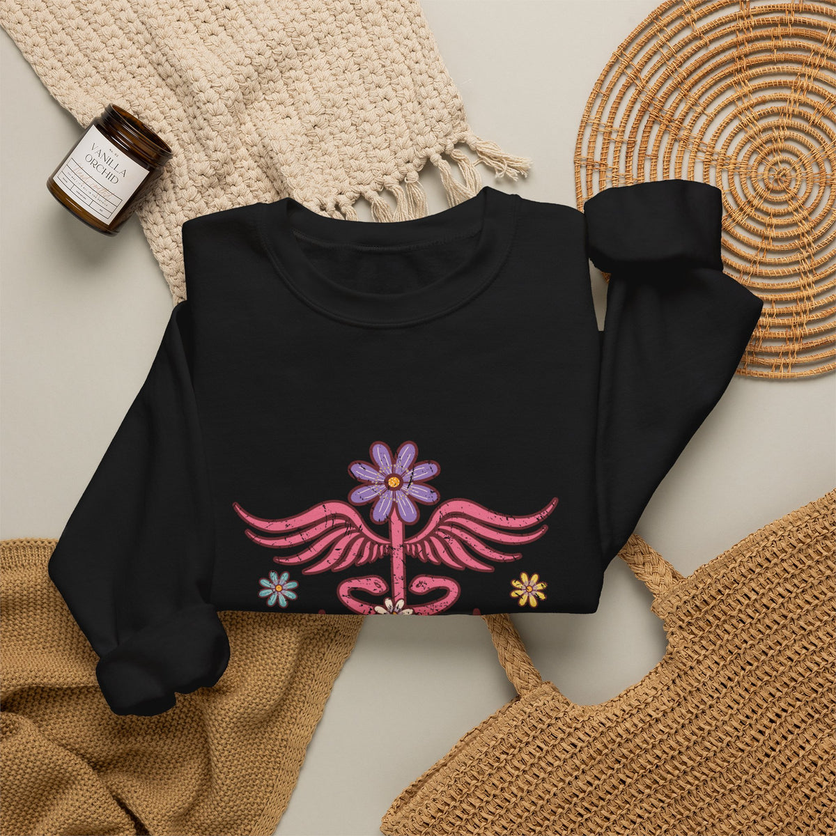 Laboratory Tech Floral Sweatshirt- Front & Back