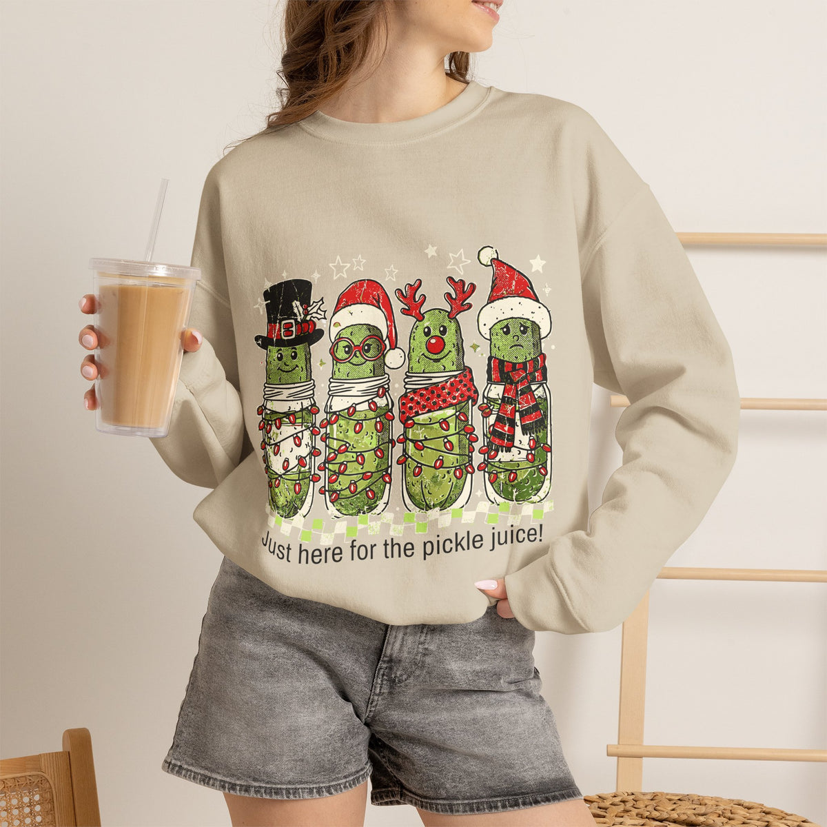 Just Here for the Pickle Juice Christmas Sweatshirt