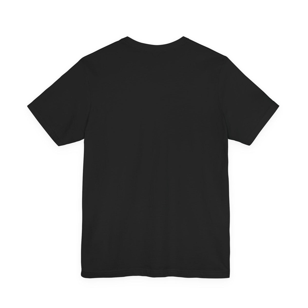 Plain black short sleeve crew neck T shirt displayed against a white background for a women's fashion wardrobe