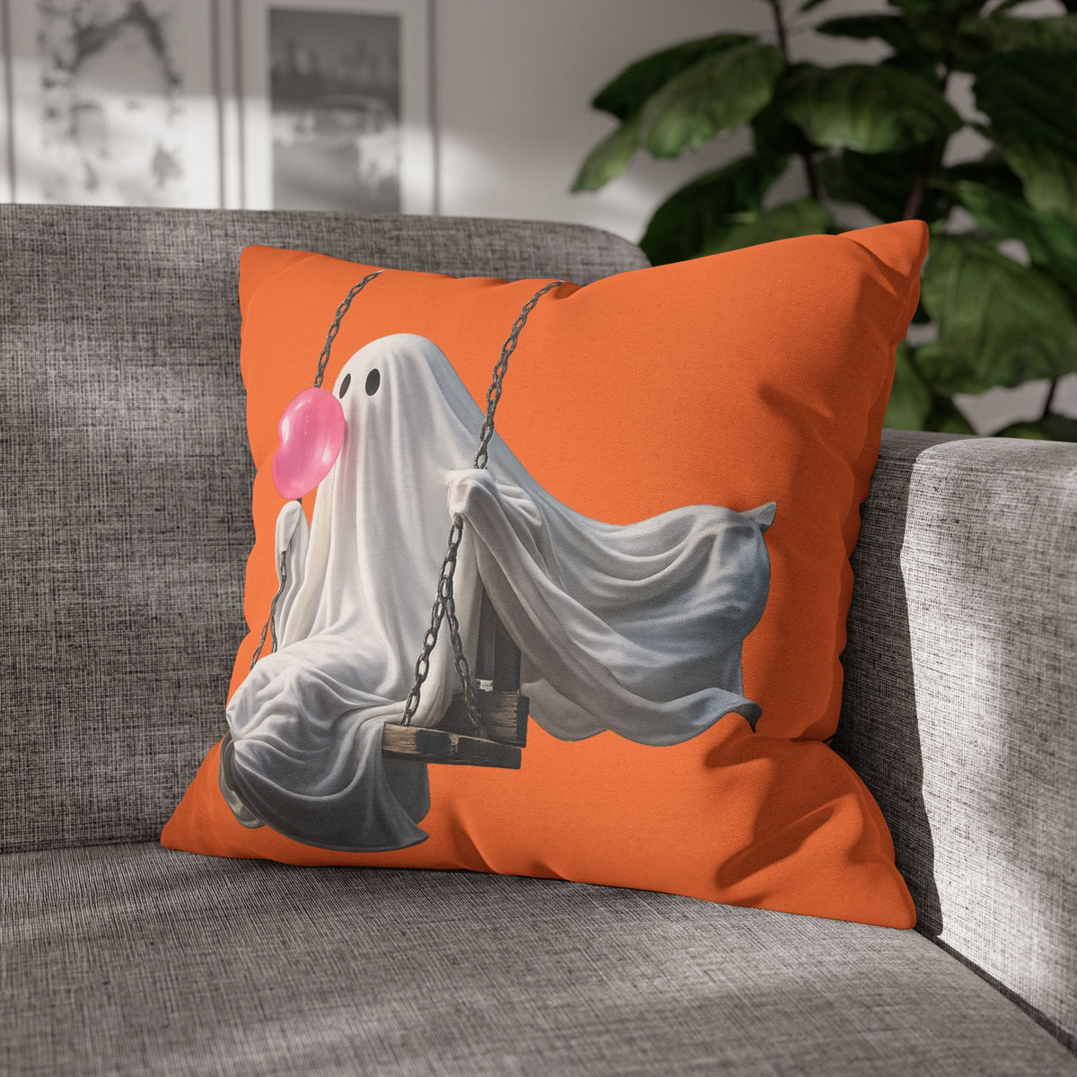 Ghost on a Swing Halloween Pillowcase