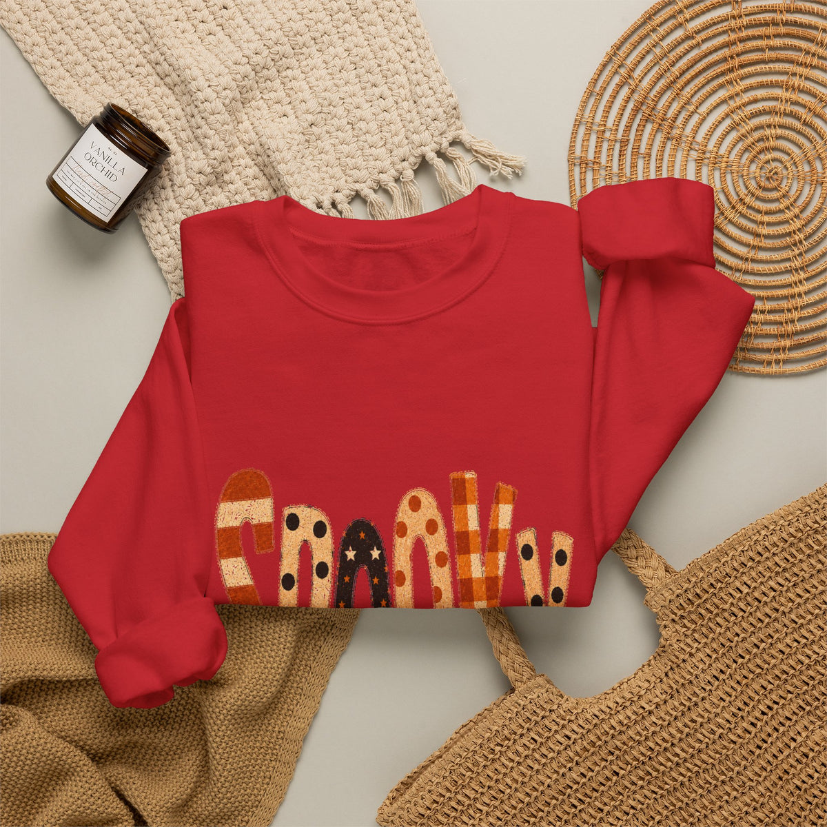 'Spooky' Patterned Letters Crewneck Sweatshirt