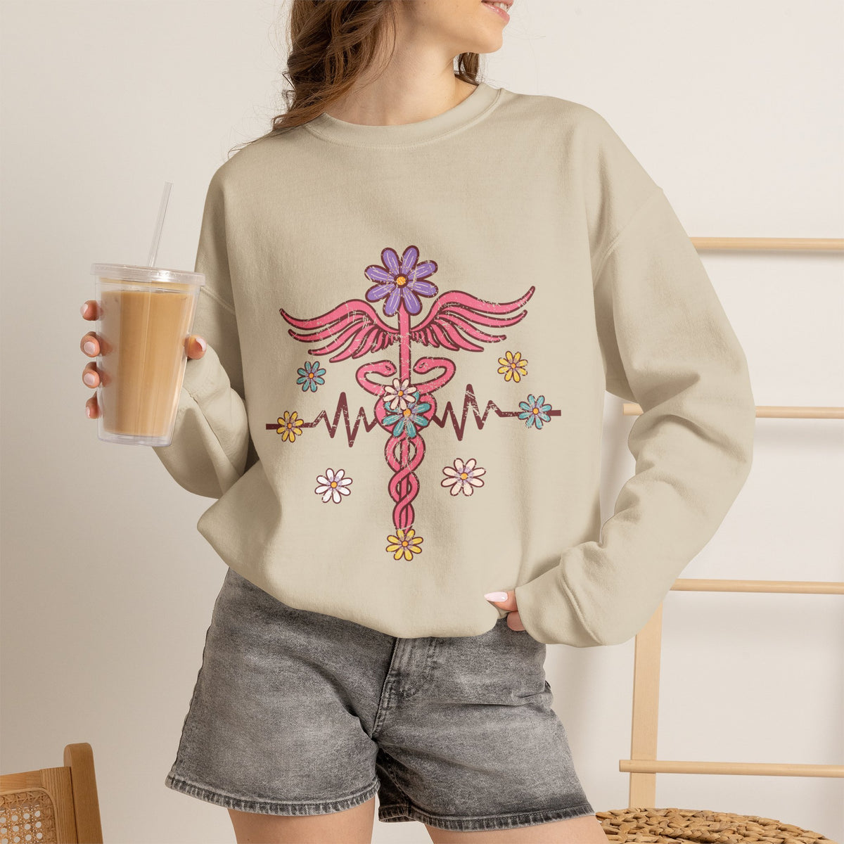 Laboratory Tech Floral Sweatshirt- Front & Back