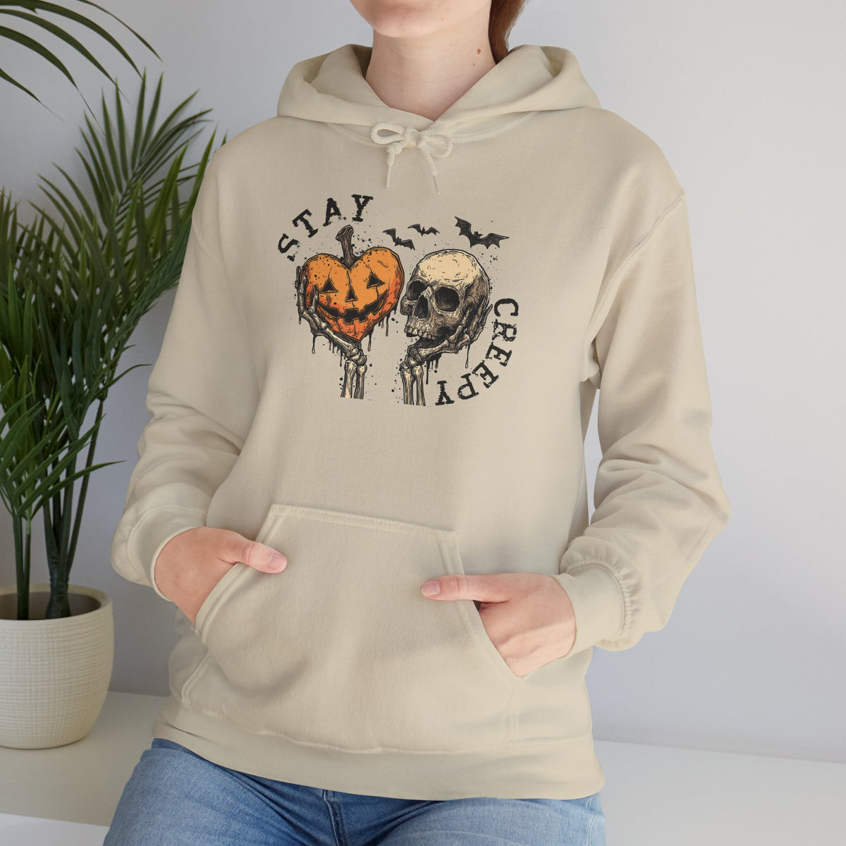 "Stay Creepy" Front + "Spooky Season" Back Halloween Skulls