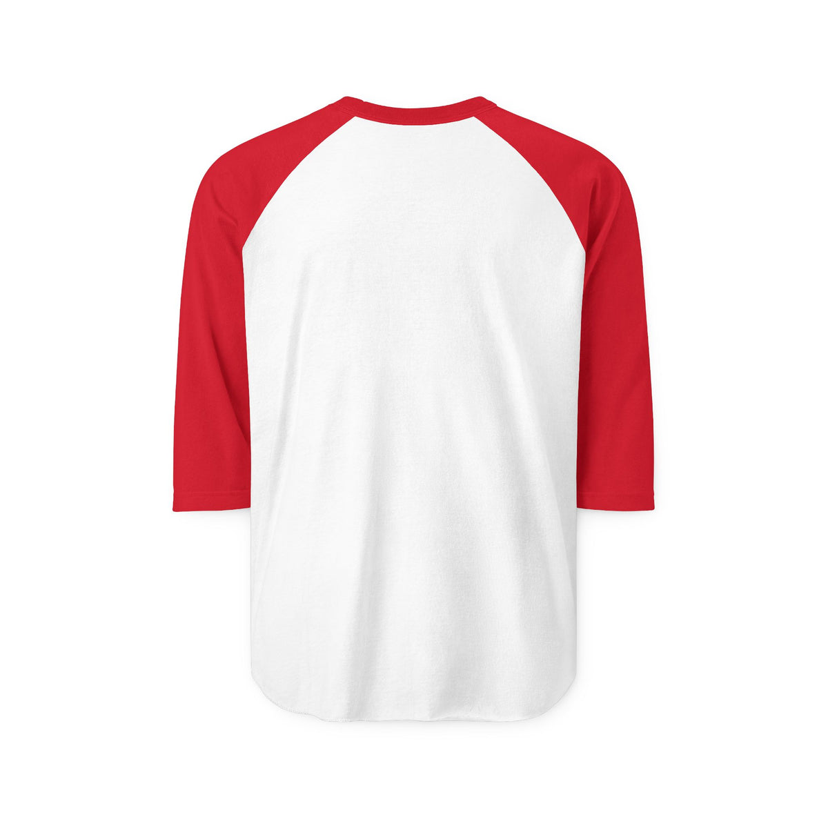 White and red three quarter sleeve raglan shirt from Printify for casual womens fashion and vintage inspired everyday style