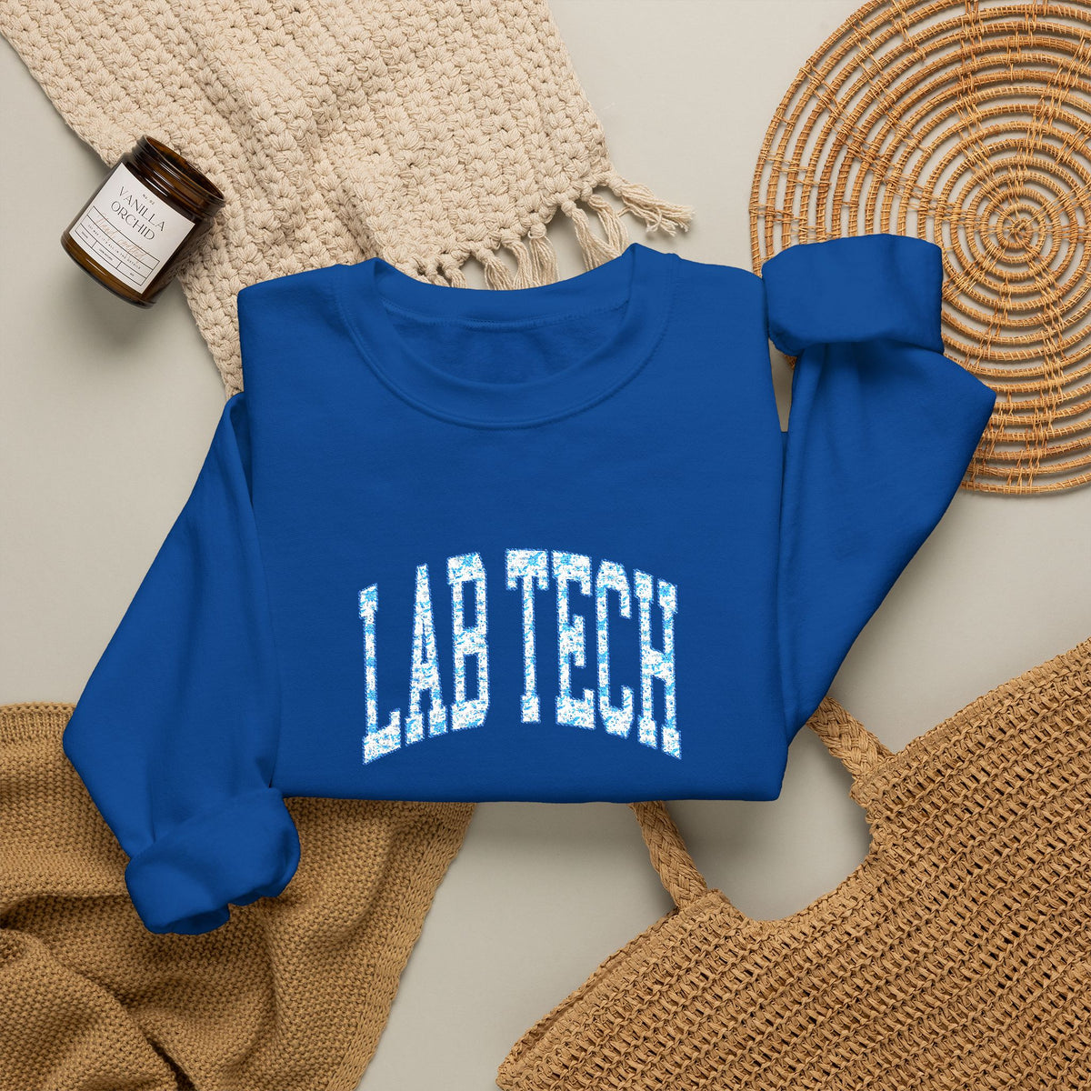 Blue Floral 'Lab Tech' Embroidered Sweatshirt