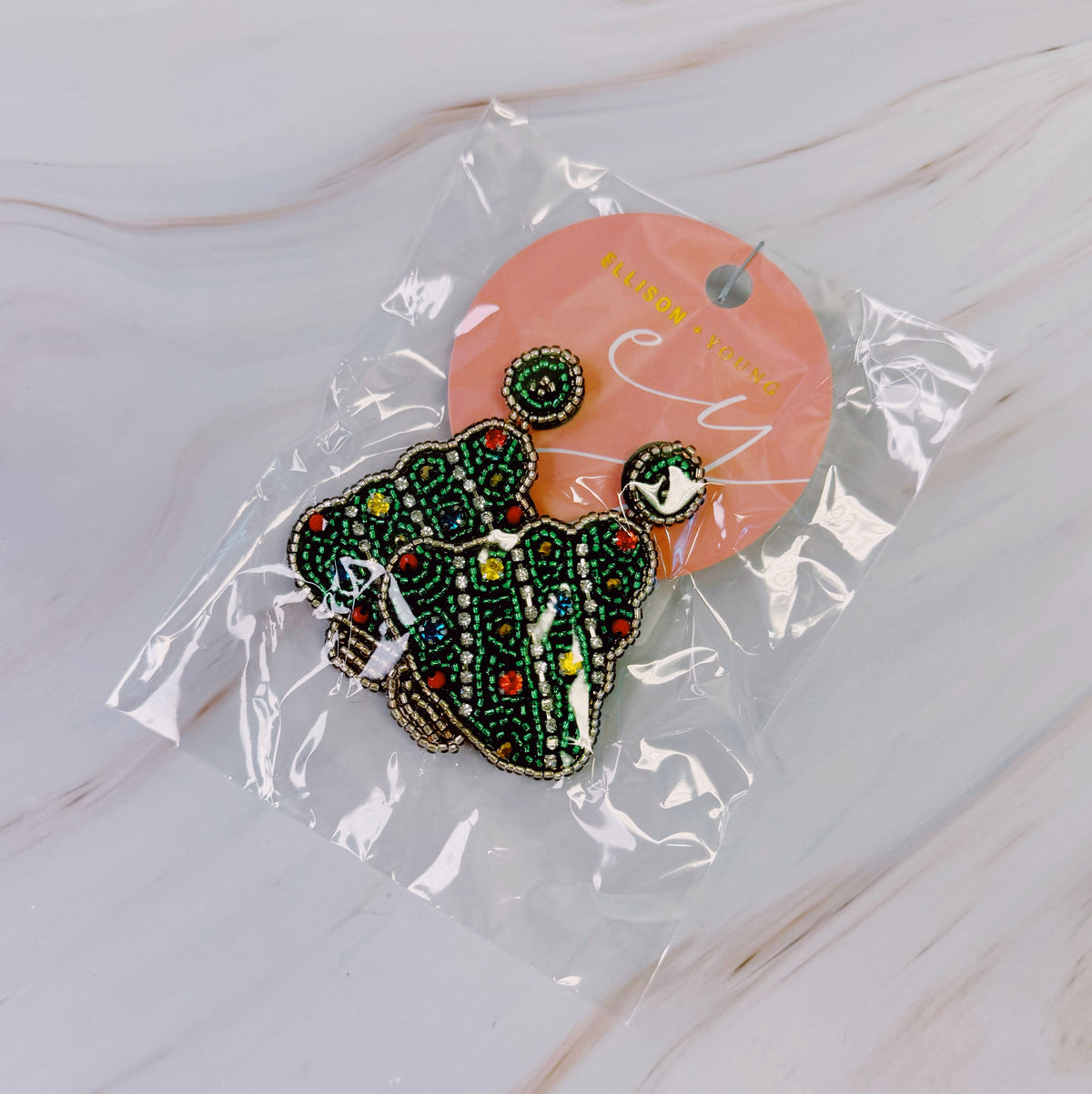 Beaded Christmas Tree Earrings